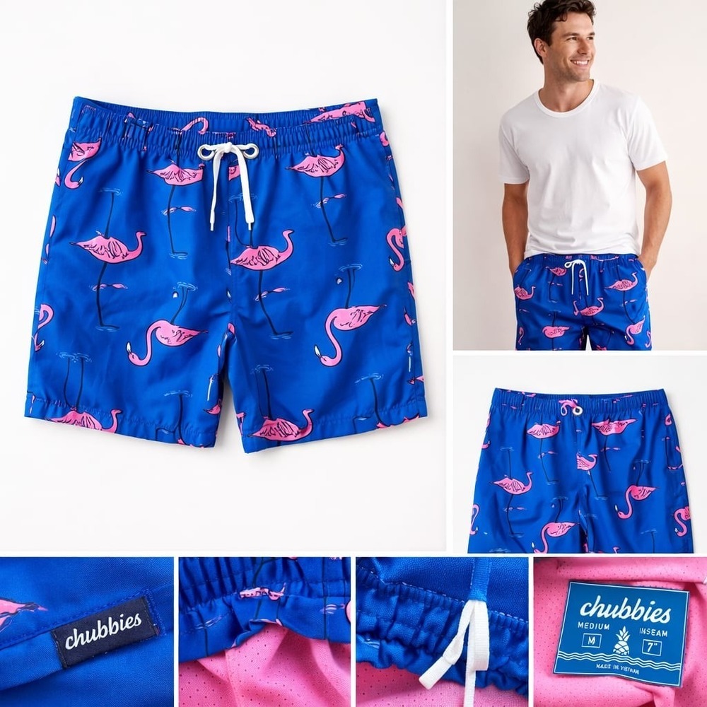 Chubbies The Flamingos 6.5" Inseam Swim Trunks Size Medium